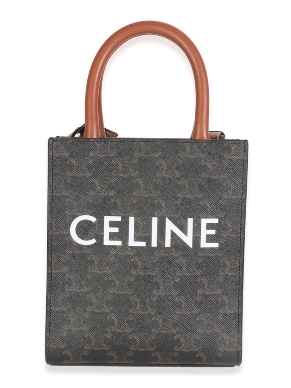 Celine Brown Triomphe Canvas MIni Vertical Cabas